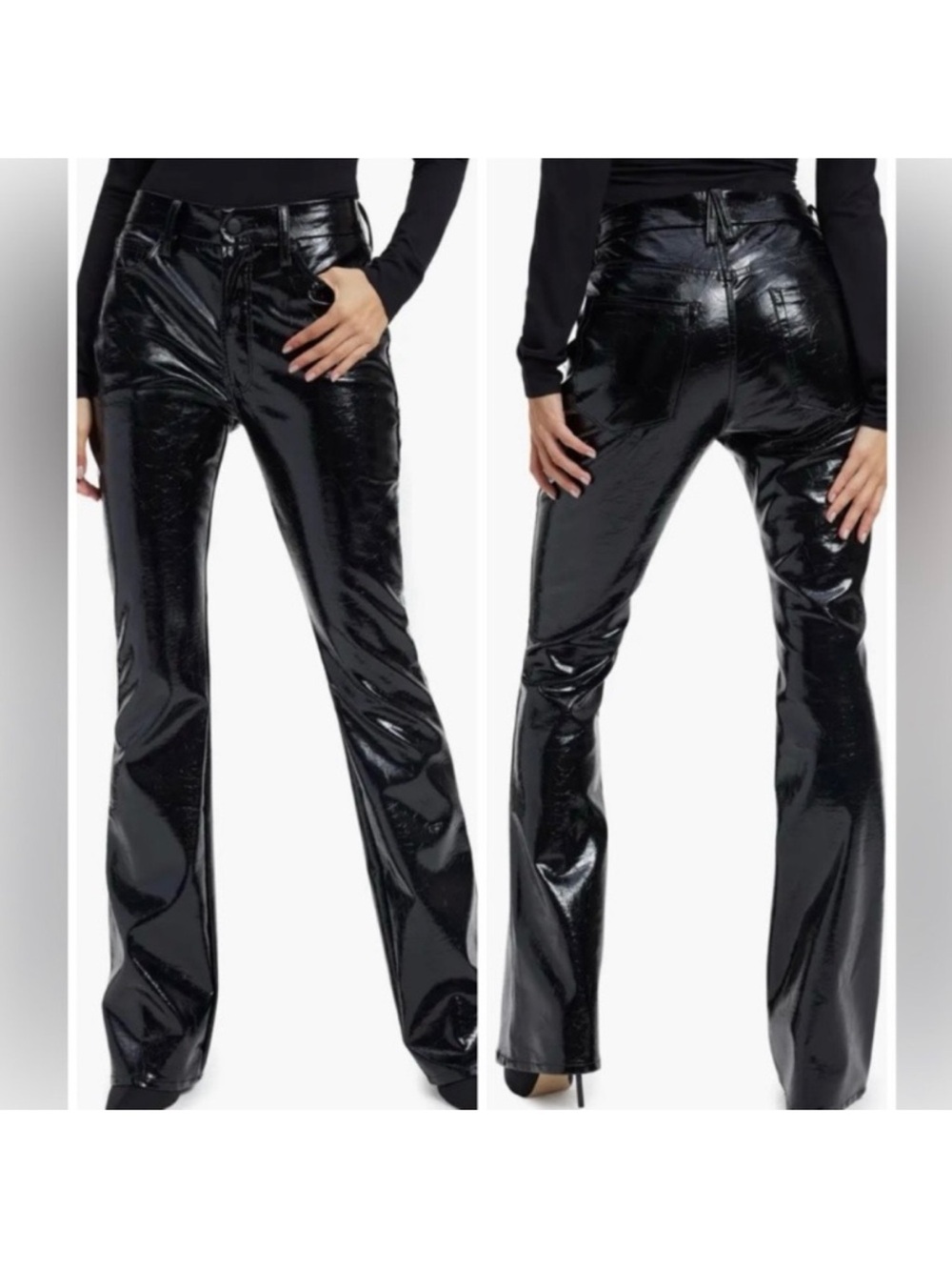 Good American Black Faux Leather Pants